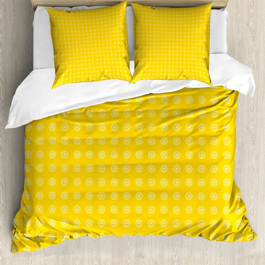 Biancheria Letto 155x220 ABAKUHAUS Giallo: Design Floreale Ipoallergenico