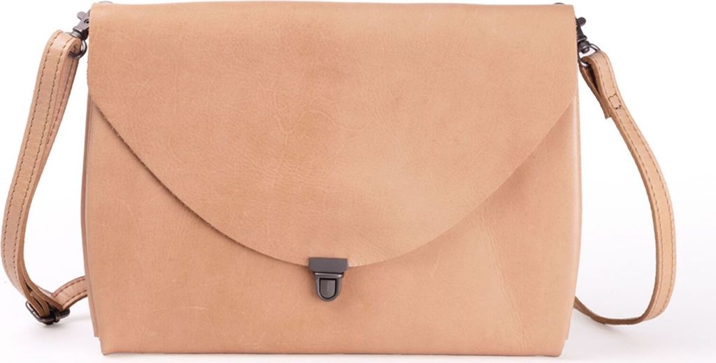 HAROLD'S Leder Umhängetasche Fold Handbag Clutch Camel beige