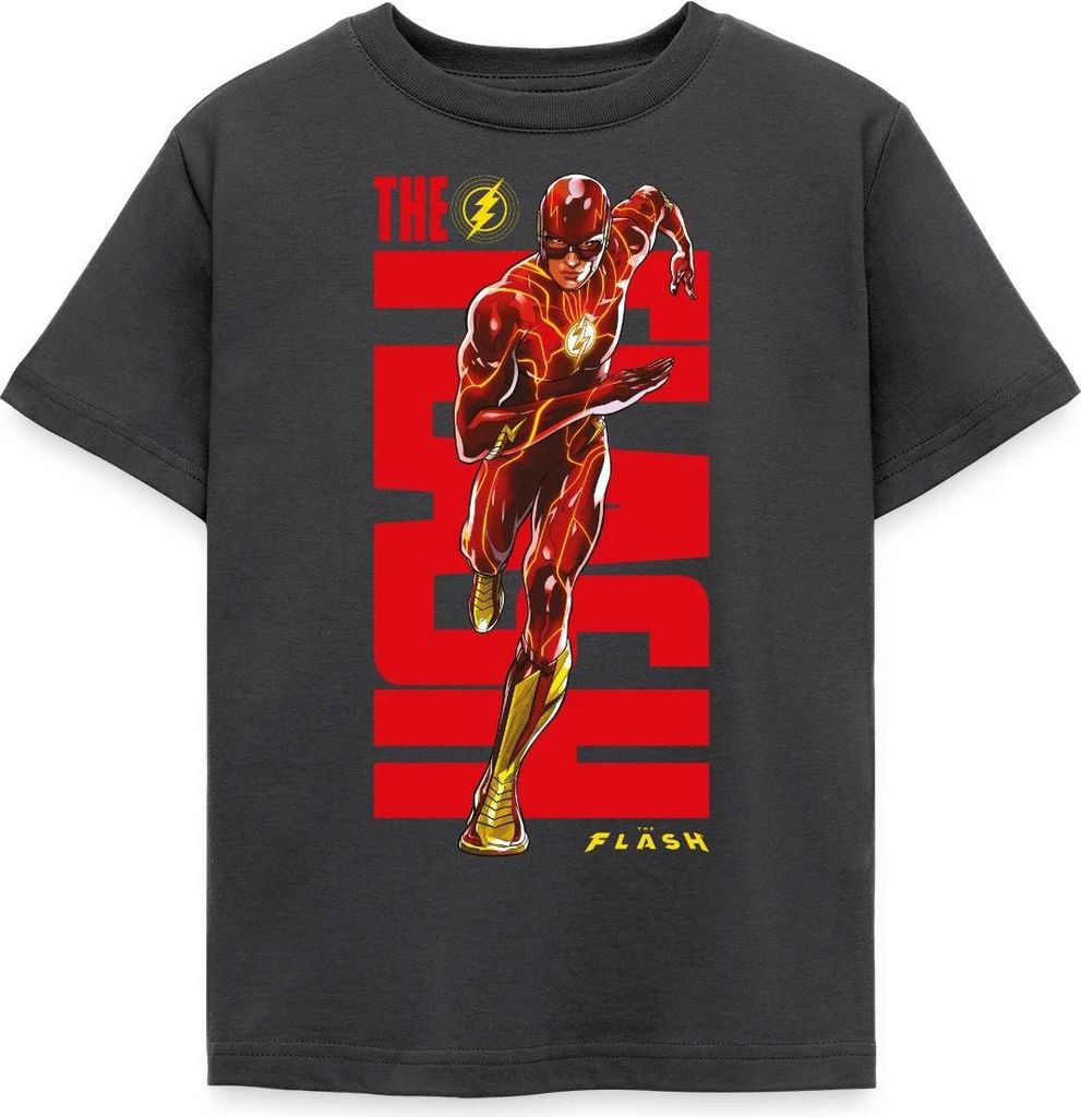 Spreadshirt The Flash Speedster Rotes Logo Kinder T-Shirt, 98/104 (3-4 Jahre), Dunkelgrau