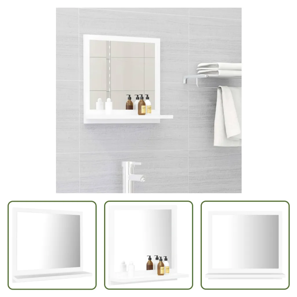 Specchiiera Bagno Legno Bianco 40x37 cm - Montaggio Facile con Shelf - 8
