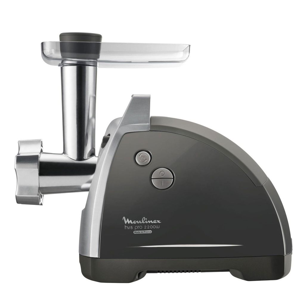 A studio shot of a meat grinder on a white background.