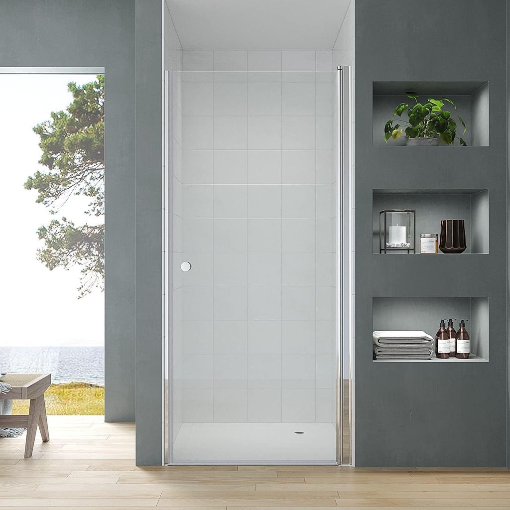 Duschtür Nischentür 80 cm Dusche Duschabtrennung Glas Duschkabine Duschwand rahmenlos Nischendrehtür 5 mm Sicherheitsglas Glastür Drehtür in N...