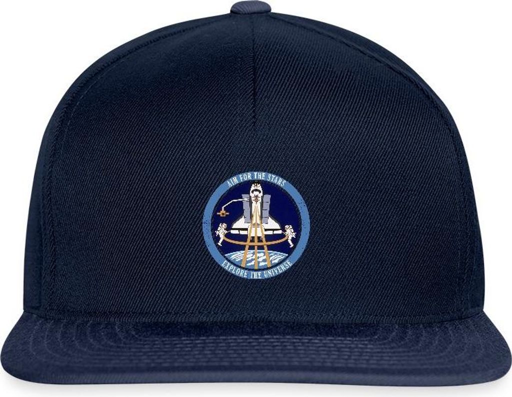 Spreadshirt NASA Aim For The Stars Spruch Snapback Cap, One size, Navy/Navy