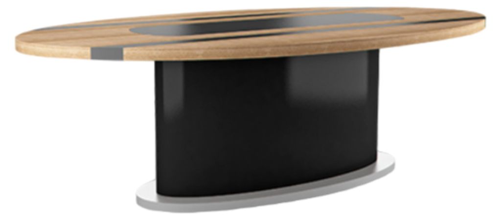 Oval Besprechungstisch Arbeitszimmer Chef Exclusive Büro CEO Helles Holz Modern