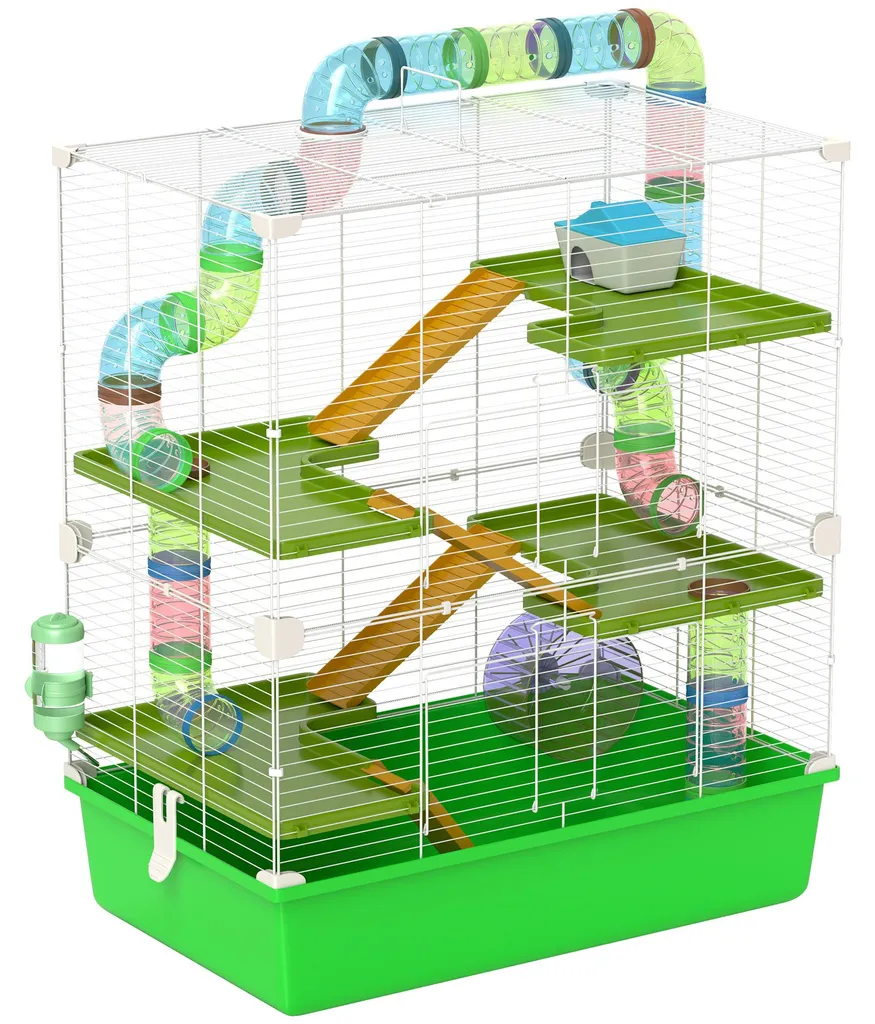 Grande cage pour hamsters et rongeurs 5 niveaux avec tunnels et roue