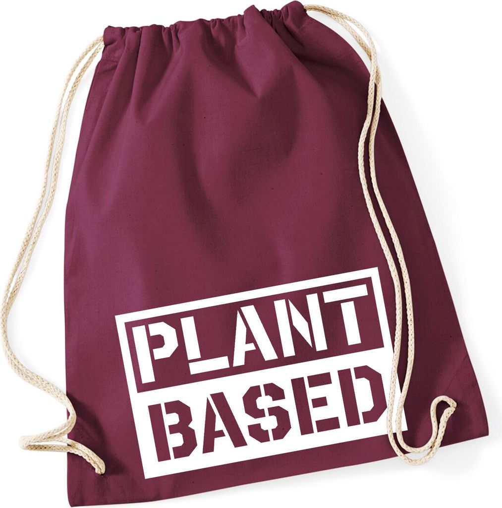 Huuraa Turnbeutel Plant Based Modern 12 Liter Burgundy Baumwolle Rucksack Geschenkidee