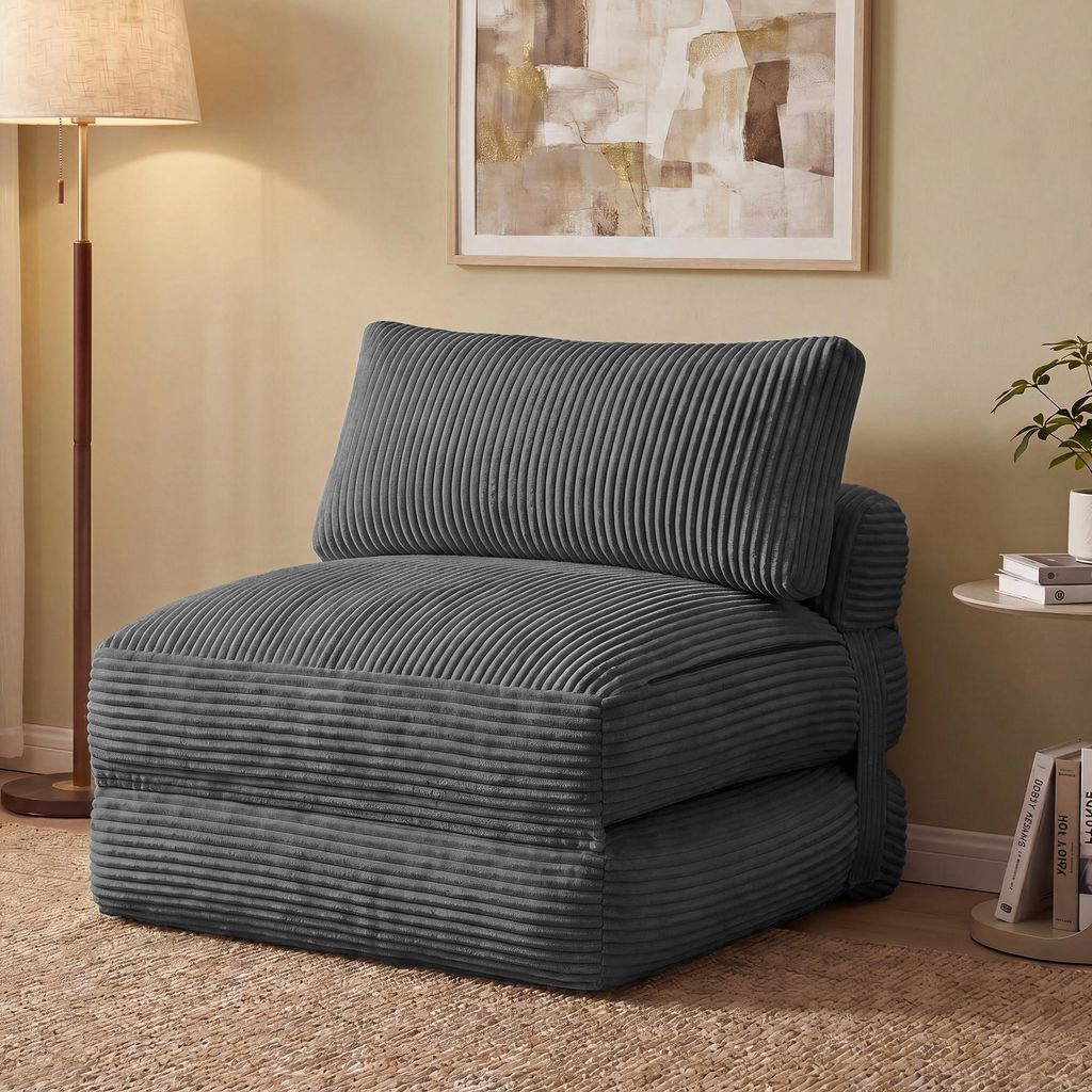 VASAGLE Faltbarer Schlafsessel aus Cord und Schaumstoff, Produktbild 