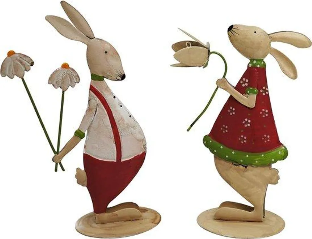 Lapins de Pâques en métal design industriel lot de 2 silhouettes chic