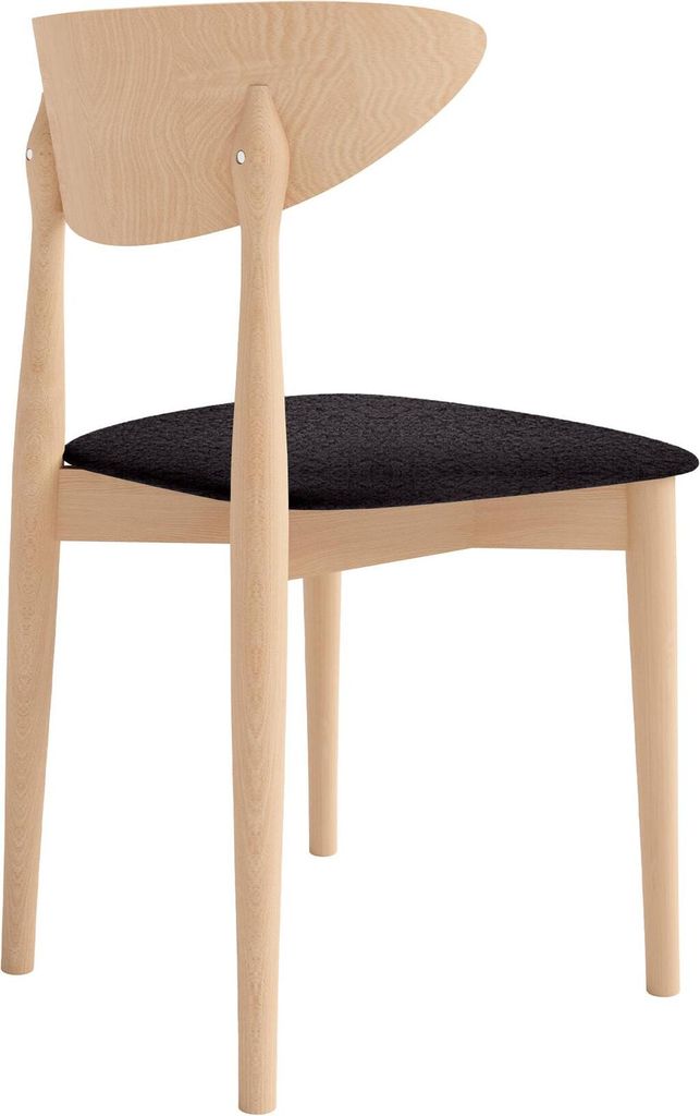 48x80x45 cm Esszimmerstuhl in Boucle Kate 65 Polsterstuhl mit Holzgestell bequemer Küchenstuhle Stuhl, Farbe: schwarz - catch me 100, Beinefarbe: ...