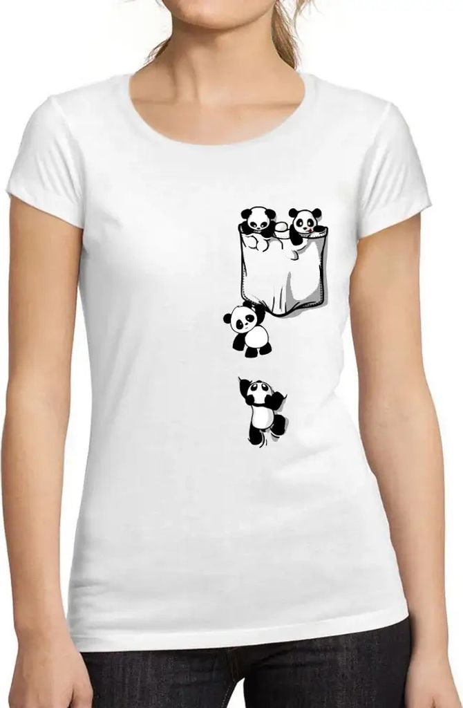 Damen Grafik T-Shirt Niedliche Pandas für die Hosentasche – Cute Pandas In Your Pocket – Öko-Verantwortlich Vintage Jahrgang Kurzarm Lustige ...