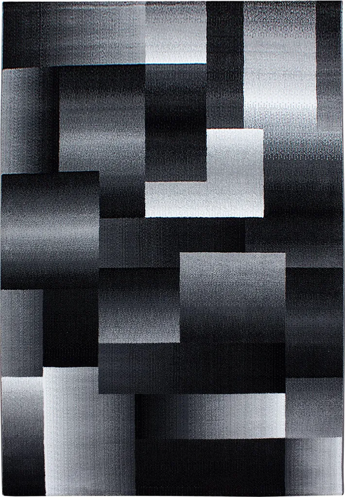 Tapis Anti-Taches 120x170 cm Moderne pour Salon Noir Gris Gris Foncé