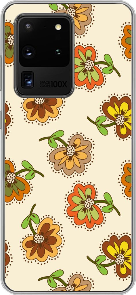 MuchoWow Handyhülle Schutzhülle Hülle für Telefoonhoesje Samsung Galaxy S20 Ultra Design - Blumen - Retro - Vintage Silikon Softcase Handy H...