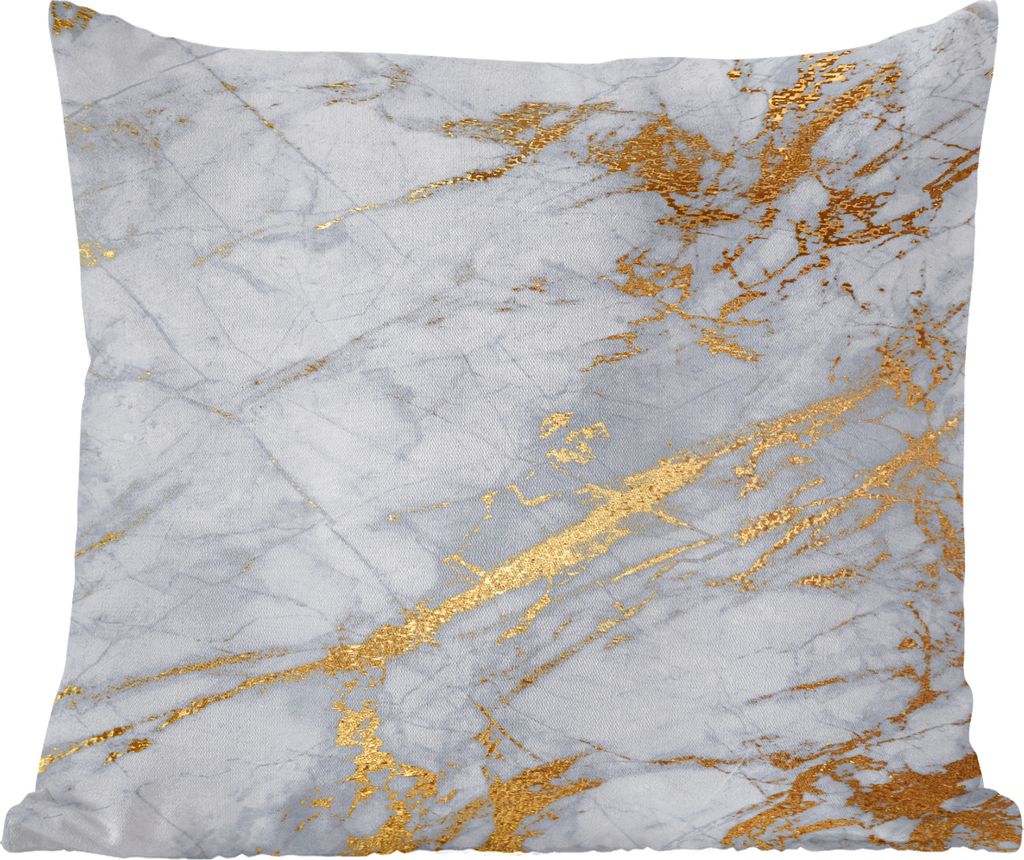 MuchoWow Zierkissen Sofakissen Wohnzimmer Dekokissen 50x50 cm Marmor - Grau - Gold - Komfort - Sofakissen
