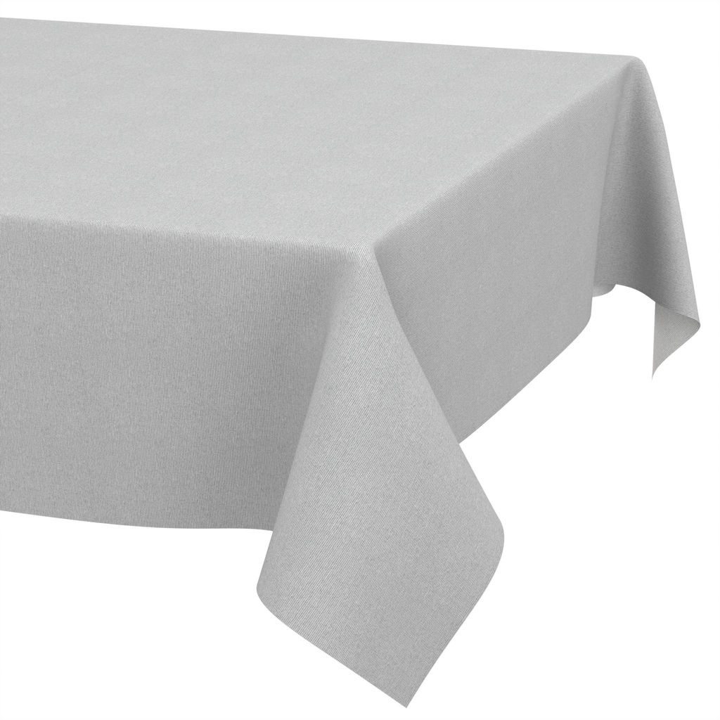 Tischdecke 140x140cm Rechteckig Hellgrau DanceDirty abwaschbar Leinenoptik wetterfest Falschuni Modern Schnittkante