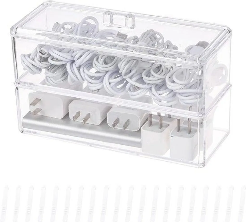 Organisateur de fils avec filet transparent et 20 attaches de fixation