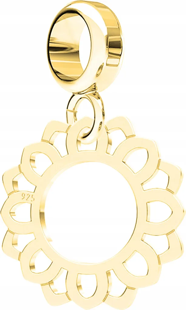 Charm Rosetta di Latta Fiore Traforato in Oro e Argento 925 Certificato