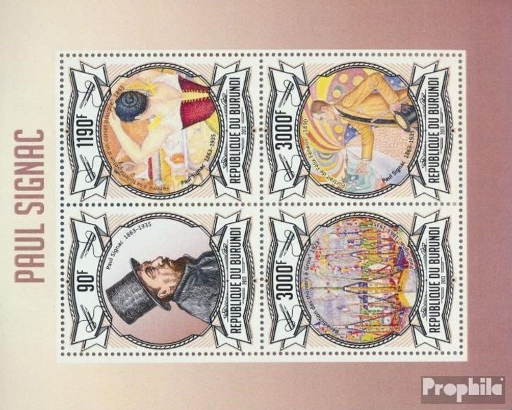 Briefmarken Burundi 2013 Mi 2998-3001 Kleinbogen (kompl. Ausgabe) postfrisch Paul Signac