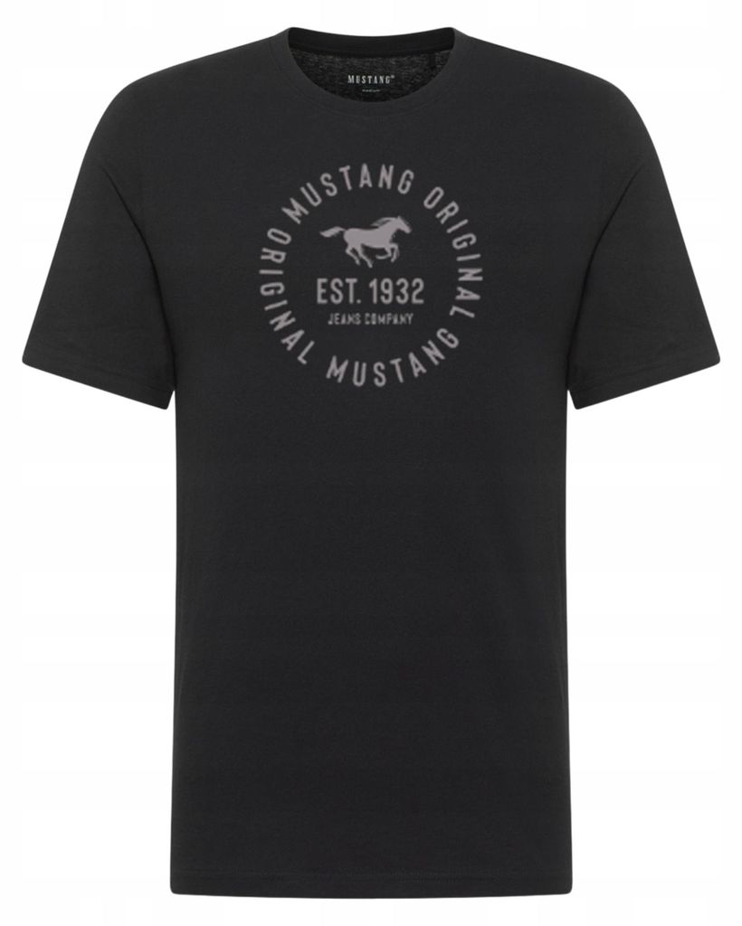 Mustang | Herren-T-Shirt im Mustang-Stil, Alex-Design, Schwarz, Baumwolle, XXL