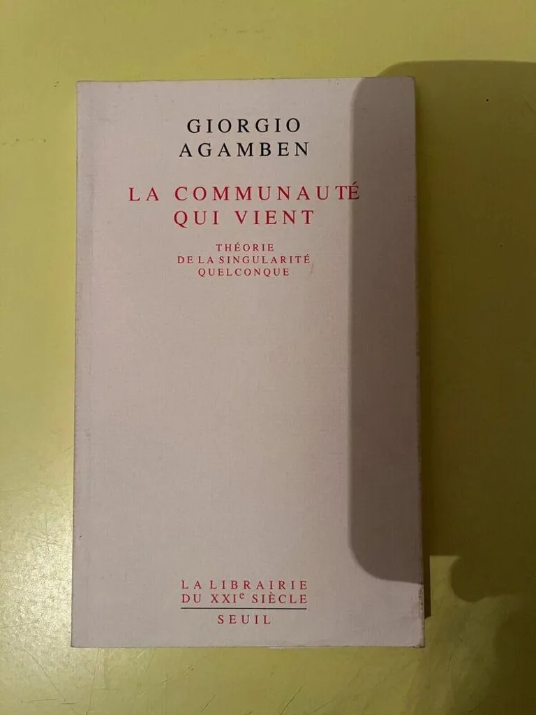 Livre de philosophie : Théorie de la singularité quelconque d'Agamben