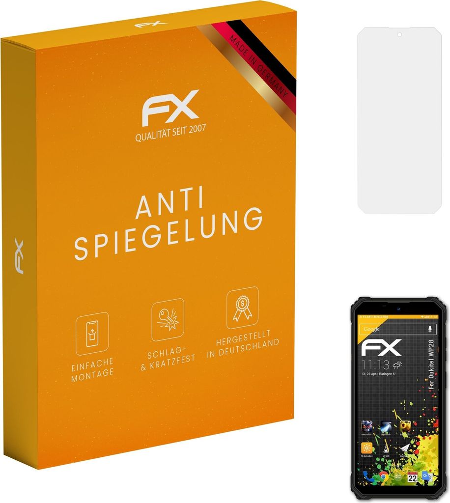 atFoliX FX-Antireflex 3x Schutzfolie kompatibel mit Oukitel WP28 Displayfolie