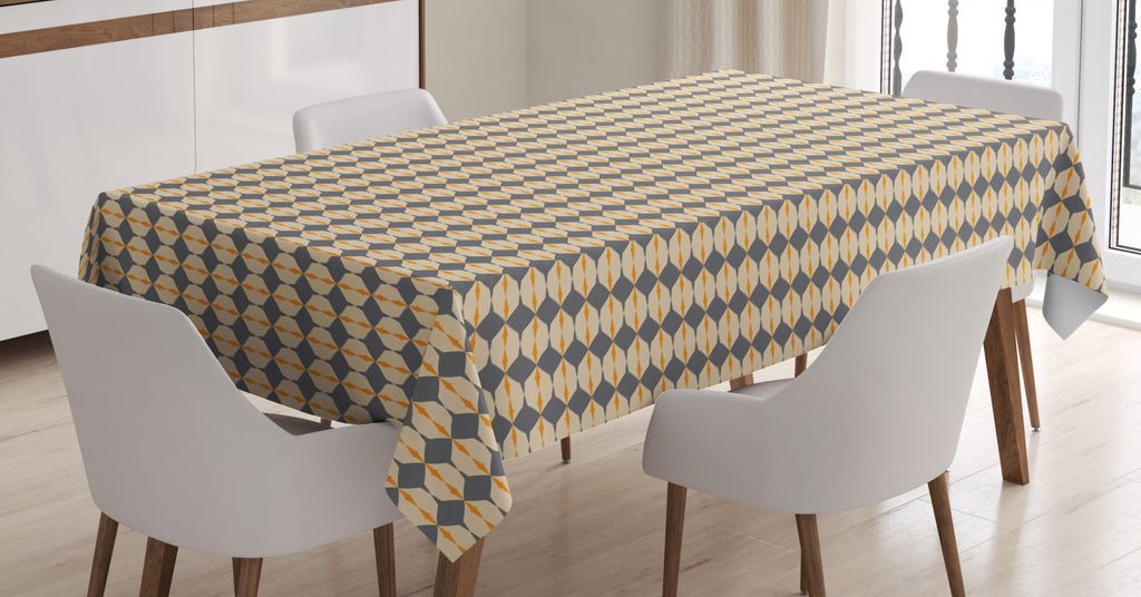 ABAKUHAUS Abstrakt Tischdecke, Surreal geometrische Anordnung, Inn und Outdoor Bereich geeignet Waschbar Druck Klare farben Kein Verblassen, 140 x ...