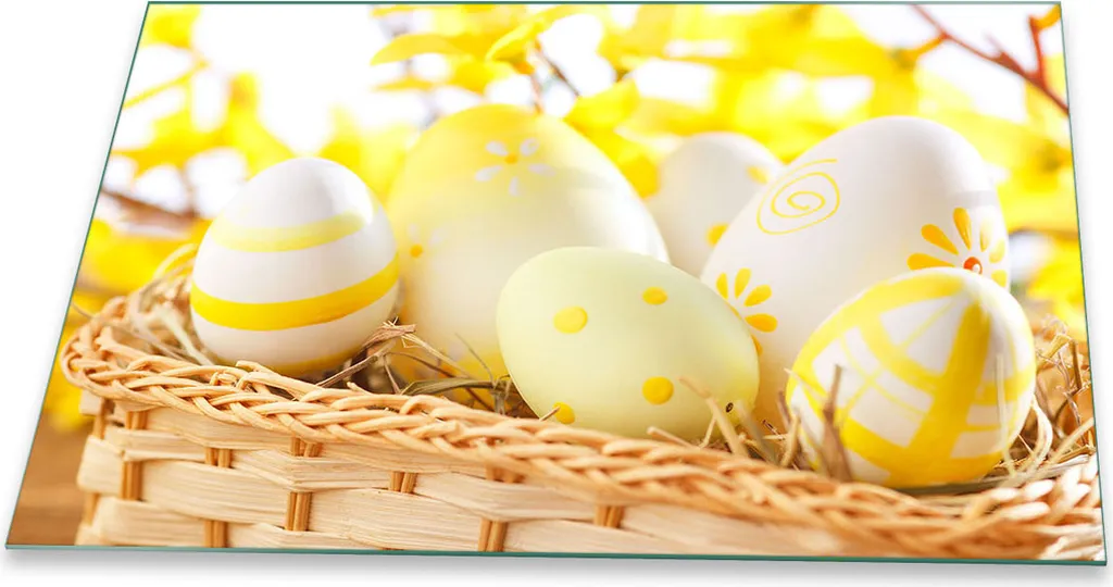 Offerta Piastra Copertura Vetro 80x52 Giallo Pasqua Piano Cottura