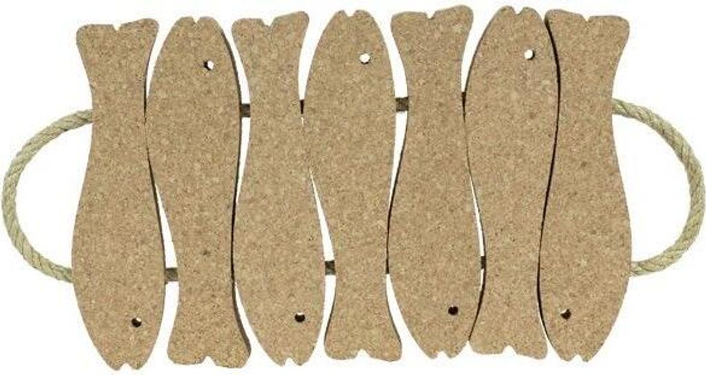 Korkuntersetzer für Töpfe Pfannen Auflaufformen aus 7 Fischformen zusammengesetzt