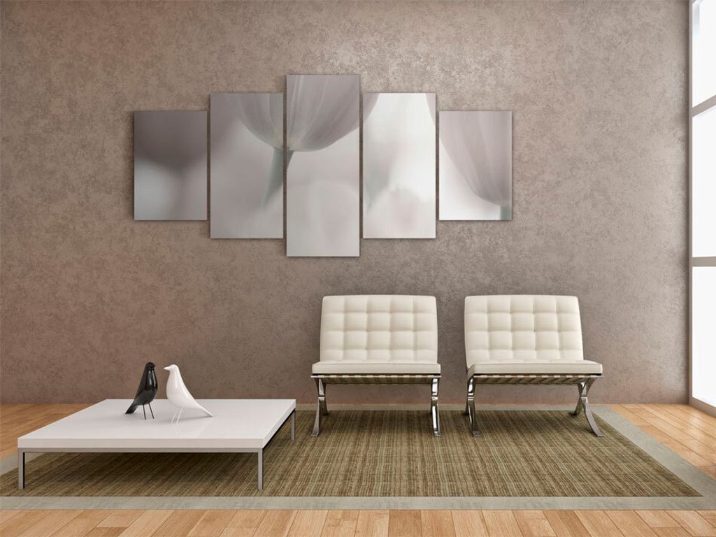 Akustikbild Blumen 200x100 cm Bilder Akustikschaum Hochleistungsschallabsorber Schallschutz Leinwand 5 tlg Wandbild Raumakustik Schalldämmung Tulp...