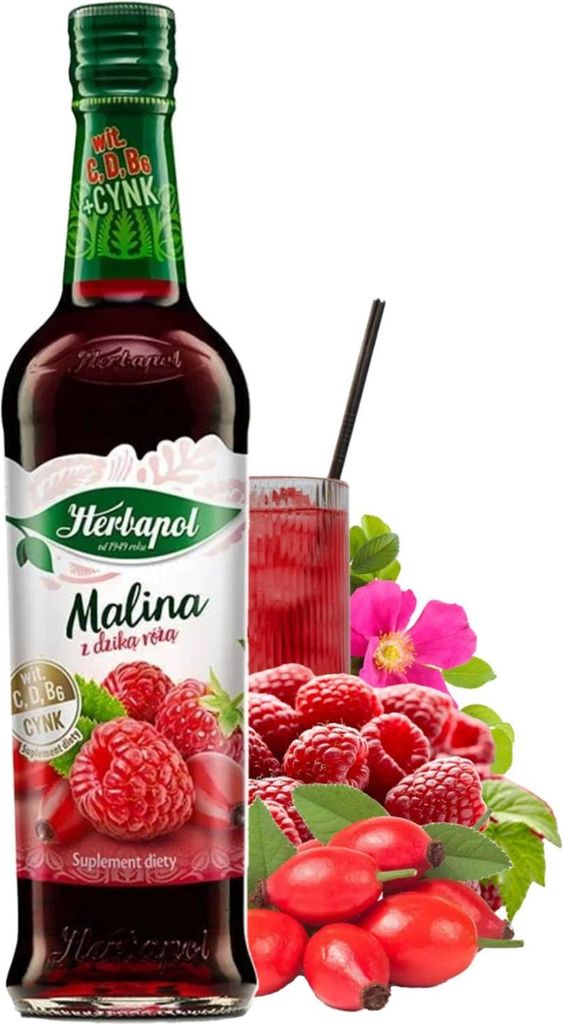 Syrop MALINA Z DZIKĄ RÓŻĄ suplement diety 420ml Obrázek produktu 