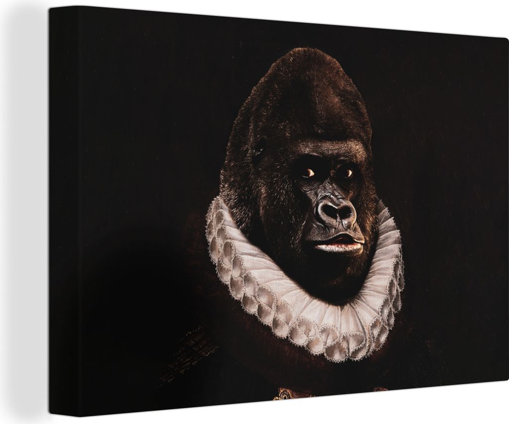 OneMillionCanvasses - Leinwandbilder - 150x100 cm, Gemälde - Gorilla - Alte Meister, Wandbilder Kunstdruck Wanddekoration - Foto auf Leinwand - ...