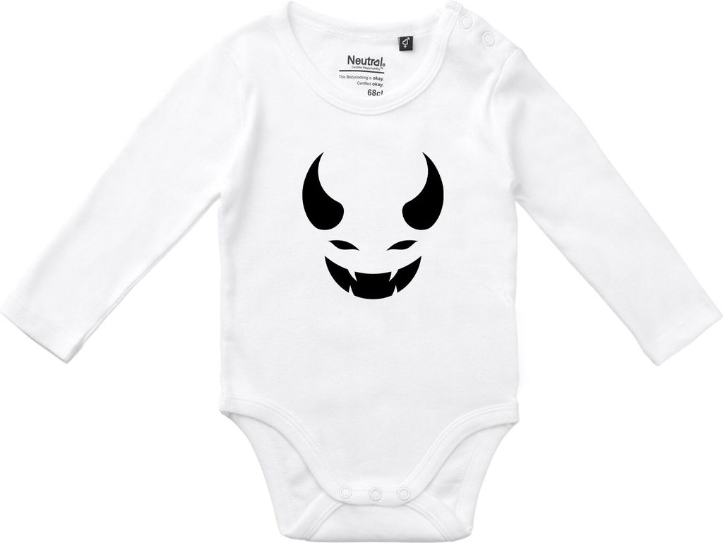 Huuraa Baby Body Teufel Devil 74 White Baumwolle Fairtrade Langarmbody Geschenkidee