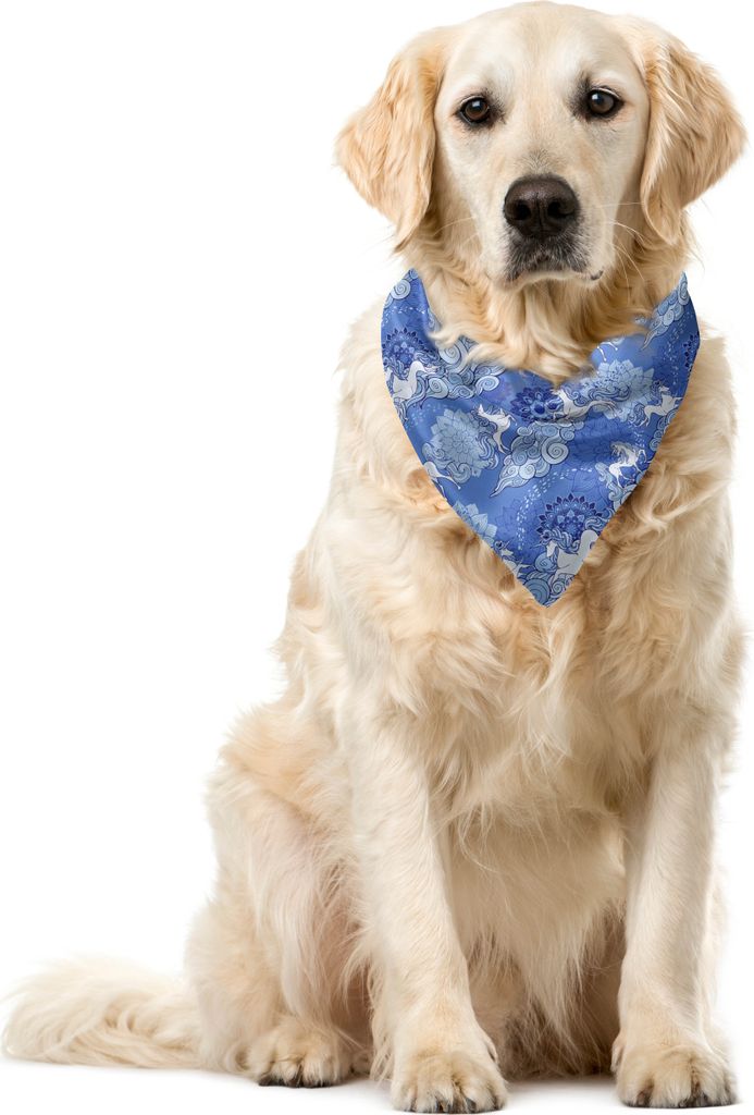 ABAKUHAUS Fantasy World Haustier Bandana, Unicorns und Wolken, 55x55 cm, Ceil Blau Baby Blue