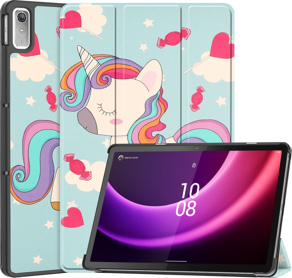 Case2go - Hülle kompatibel mit Lenovo Tab P11 2nd Gen (2022) - 11.5 inch - Mit AutoWake-Funktion Kunstleder TPU Tablet Case Schutzhülle - Einhorn