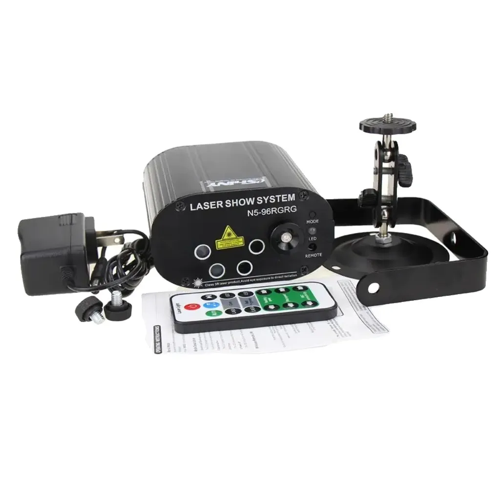 Projecteur laser RGB télécommandé avec 128 motifs et support inclus