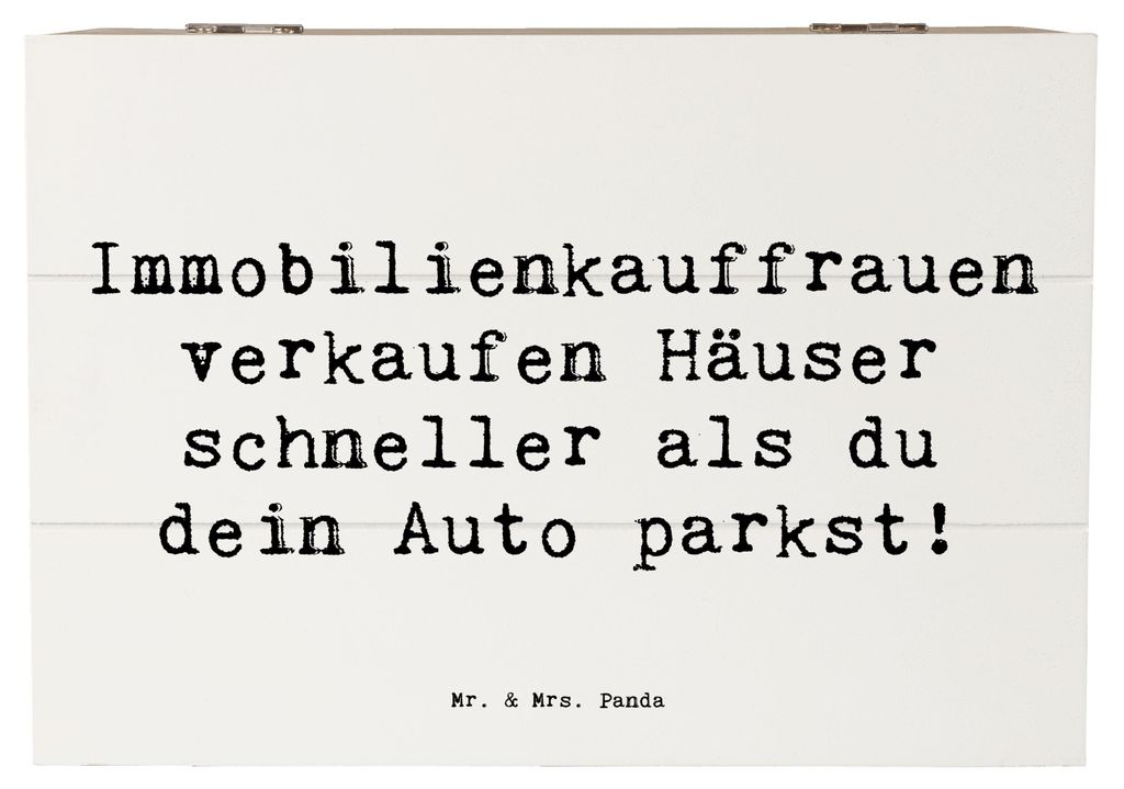 Mr. & Mrs. Panda Geschenkbox Spruch Immobilienkauffrau 22 x 15 cm - Weiß - Geschenk, Box, Mietrecht, Schnelligkeit im Verkauf, Berufsalltag, Immob...
