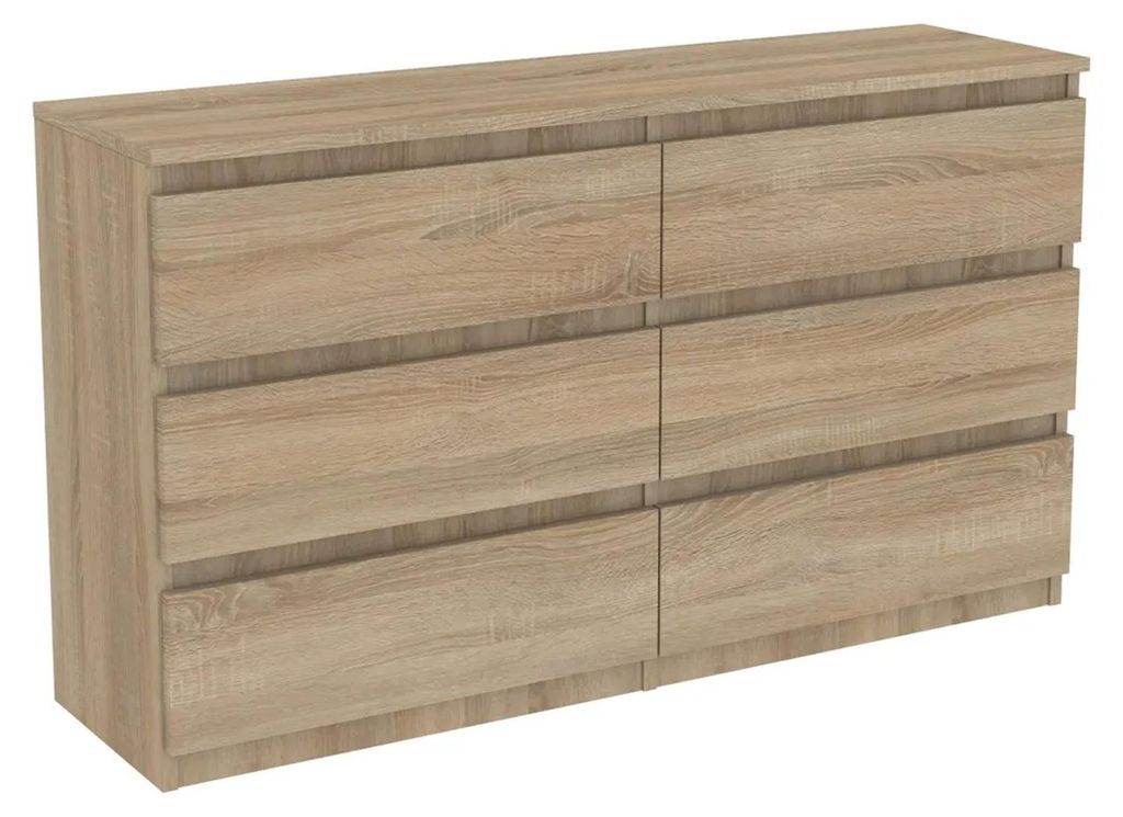 Commode en chêne Sonoma avec tiroirs, 140 cm de largeur, 6 Image du produit 