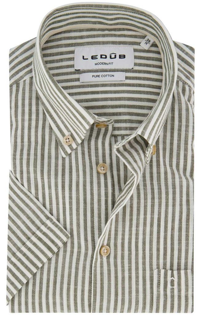 Hemd Ledub Modern Fit gestreift grün