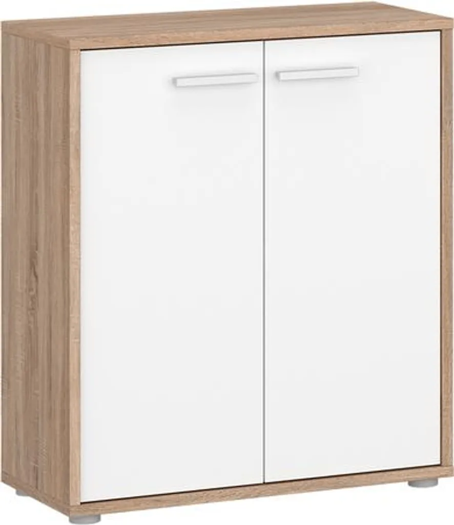Commode Komi 2D en Bois Clair : Rangement Robuste à Portes Magnétiques
