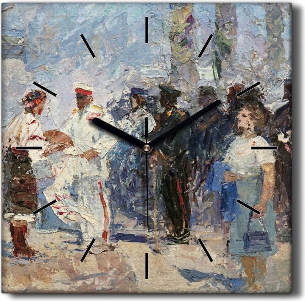Coloray Hodiny Unikátní 30x30 cm Tiché hodiny Pro obývací pokoj a kuchyň Nástěnné hodiny Plátno Černé ručičky hodin - Armádní tank