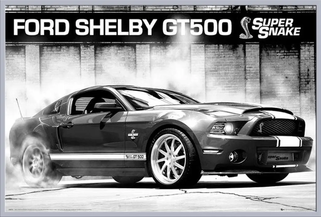 Décoration murale Ford Shelby GT500 Supersnake cadre argenté pour bureau