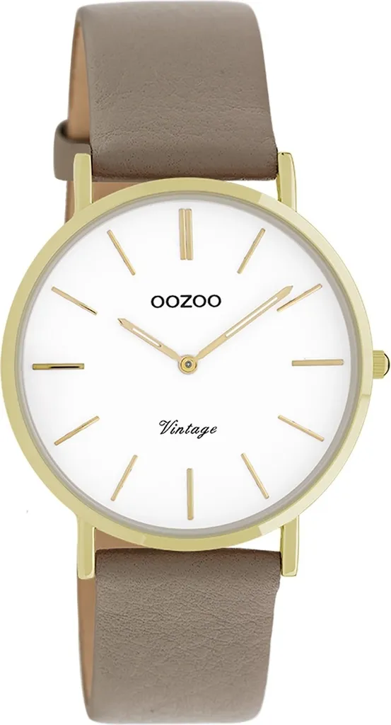 Oozoo Orologio da polso in pelle marrone taupe Serie Vintage da donna orologio analogico al quarzo UOC20018