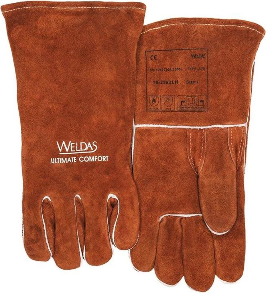 Weldas Schweißerhandschuhe Gr.XL(9,5) braun Qualitäts-Rindspaltleder EN388,EN12477 10PA