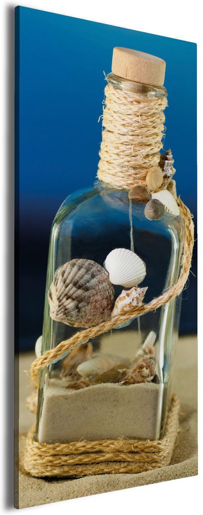 Wallario Premium Leinwandbild Flaschenpost vom Meer in Größe 60 x 150 cm