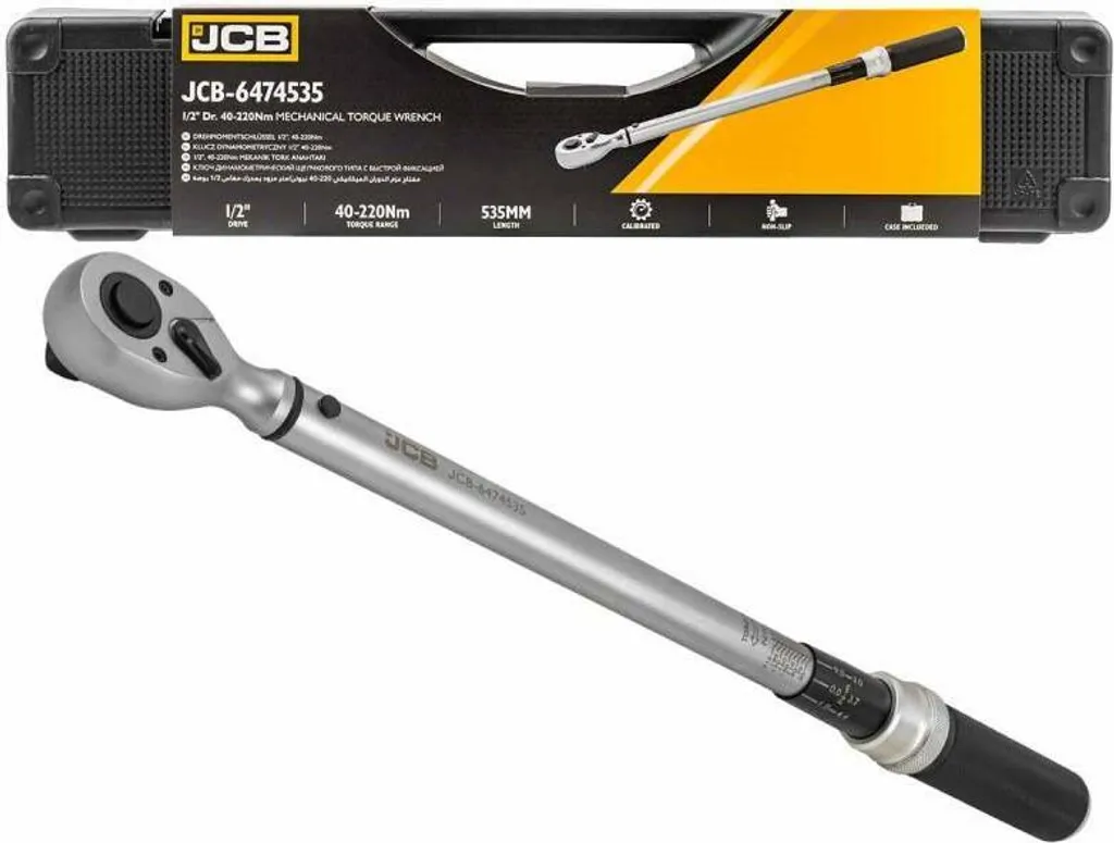 JCB 1/2" Chiave Dinamometrica Meccanica 40-220Nm Acciaio Cr-V