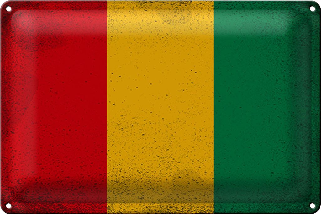 Blechschild Flagge Guinea 30x20cm Flag of Guinea Vintage