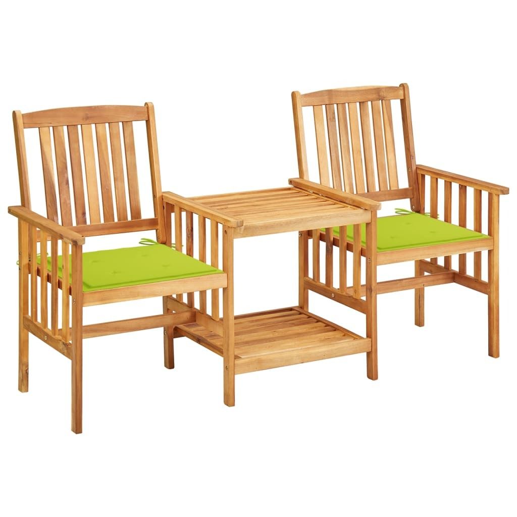 "Rabatt" Gartenstühle mit Teetisch und Kissen - für Balkon - Akazie Massivholz - Lounge-Dining set CC2647