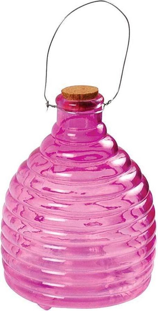 Wespenfalle Glas Groß Insektenfalle Geriffelt Pink 20cm Produktbild 