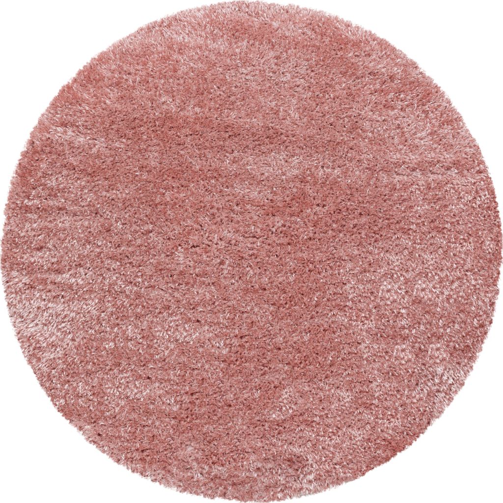 Teppich Wohnzimmer Hochflor Rosa 200x200 Rund Unicolor - Einfarbig aus Polyester