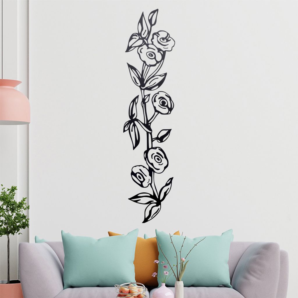 Blumen - Rose Wandtattoo in 6 Größen - Wandaufkleber Wall Sticker - Dekoration, Küche, Wohnzimmer, Schlafzimmer, Badezimmer