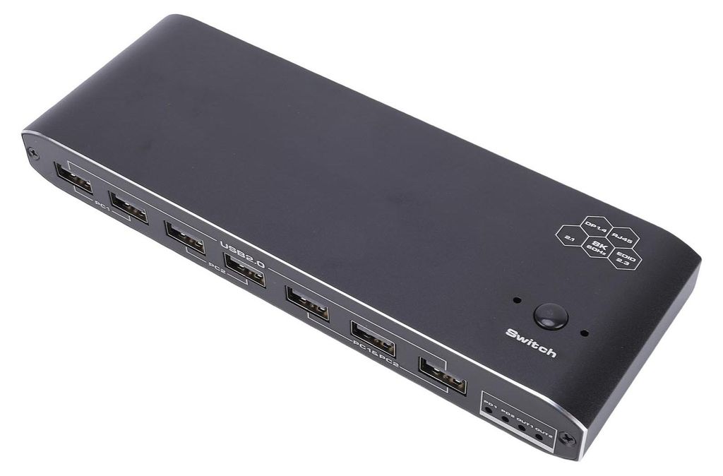 KVM-Umschalter Typ C für 2 Laptops, gemeinsame Nutzung eines Bildschirms, Dockingstation, 100 W, RJ45-Anschluss, erweiterte Bildschirmanzeige